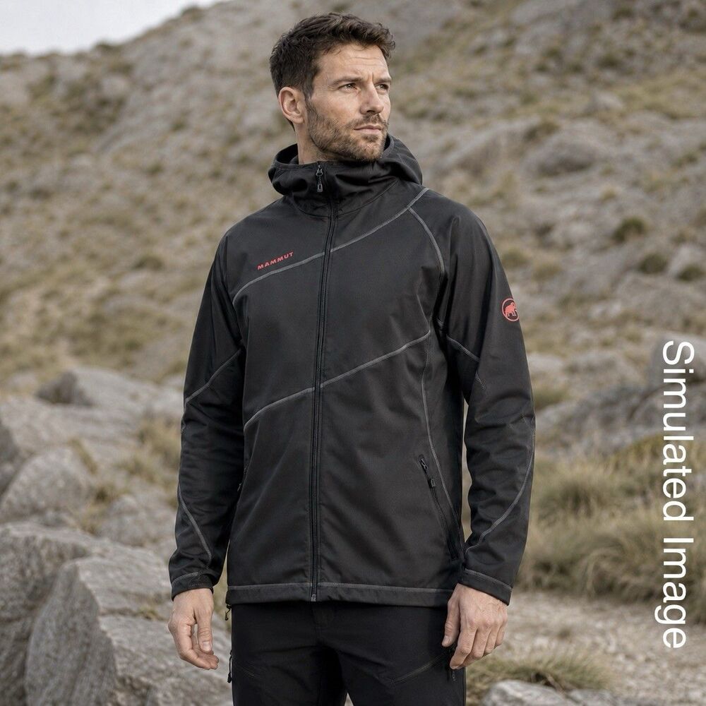 Mammut 1010-20300 Softshell Jacket Mens XL Dark Gray Hooded Full Zip